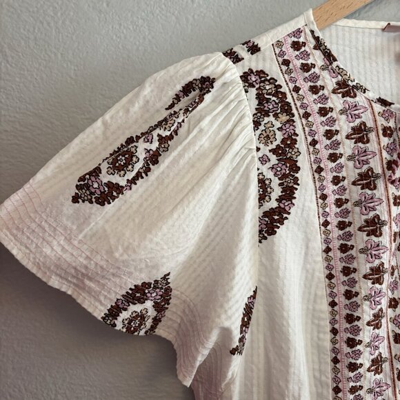 Knox Rose Women's Medium White Paisley Babydoll Top Lightweight Boho Flutter Sle - Picture 8 of 16